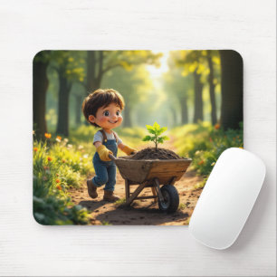 Mousepad Jovens empurrando uma roda