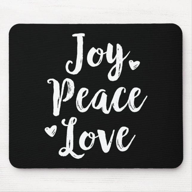 Mousepad Joy Peace Love Red Brushed Script Womens Holiday  (Frente)