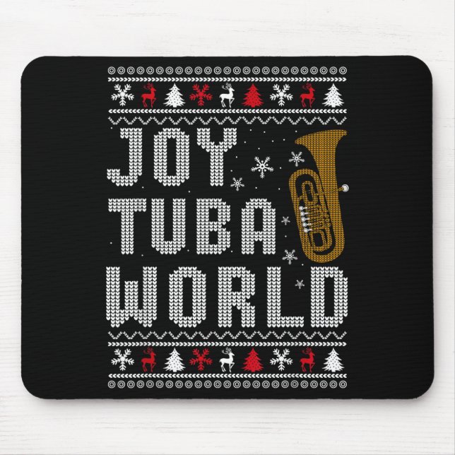 Mousepad Joy Tuba World Funny Music Lover Ugly Christmas Sw (Frente)