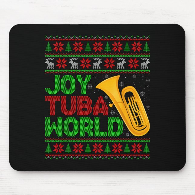 Mousepad Joy Tuba World Music Lover Xmas Tuba Ugly Christma (Frente)