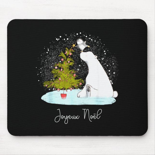 Mousepad Joyeux Noël - Cute Lar Bear Penguin Christmas  (Frente)