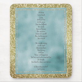 Mousepad Joy's Birth Poem Mint Glitter Dourado