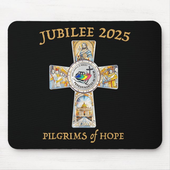 Mousepad Jubilee 2025 Catholic Christian Lgrims Cross Jesus (Frente)