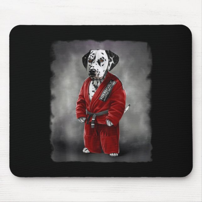 Mousepad Judo Karate, Cachorro Dalmático, Mestre Em Judogi  (Frente)