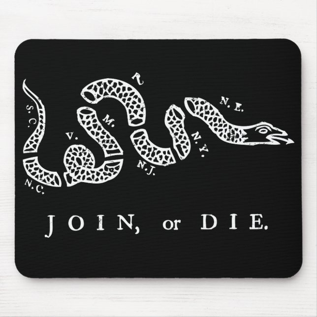 Mousepad junte-se ou morra-se gráfico branco afligido (Frente)