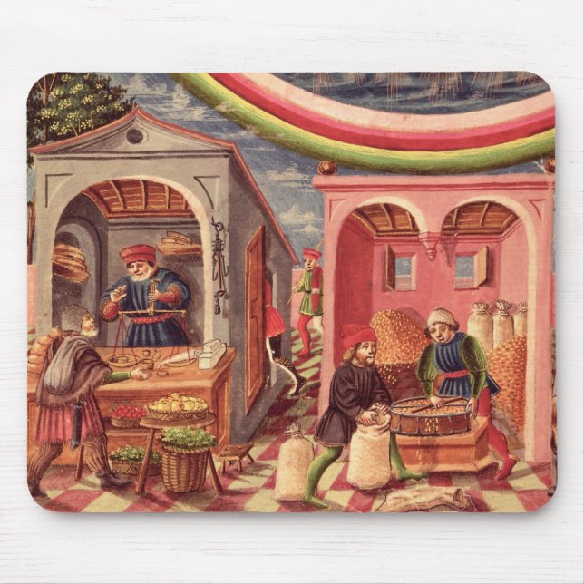 Mousepad Jupiter, detalhe de fruta e de comerciantes da (Frente)