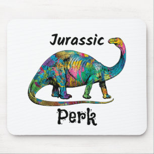 Mousepad Jurassic Perk Colorido Dinossauro Branco