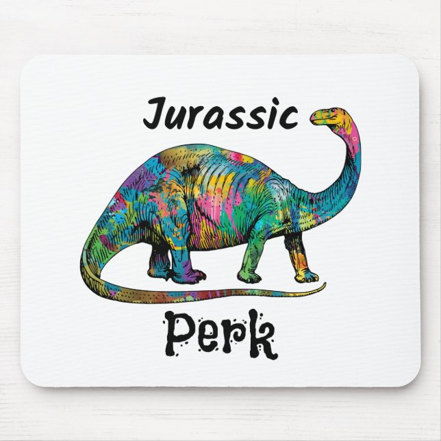 Mousepad Jurassic Perk Colorido Dinossauro Branco (Frente)