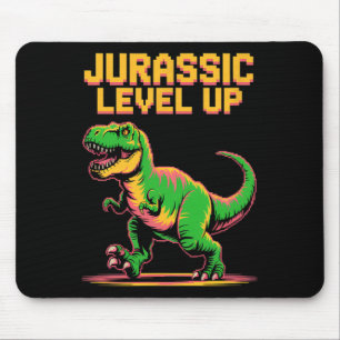 Mousepad Juric Level Up Pixel Dinossauro Aniversário Gamer 