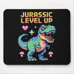 Mousepad Juric Level Up Pixel Dinossauro Retro Gamer 1 