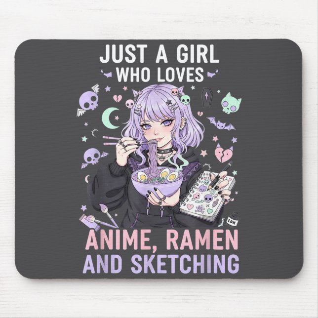 Mousepad Just A Girl Who Loves Anime Ramen And Sketching Ma (Frente)