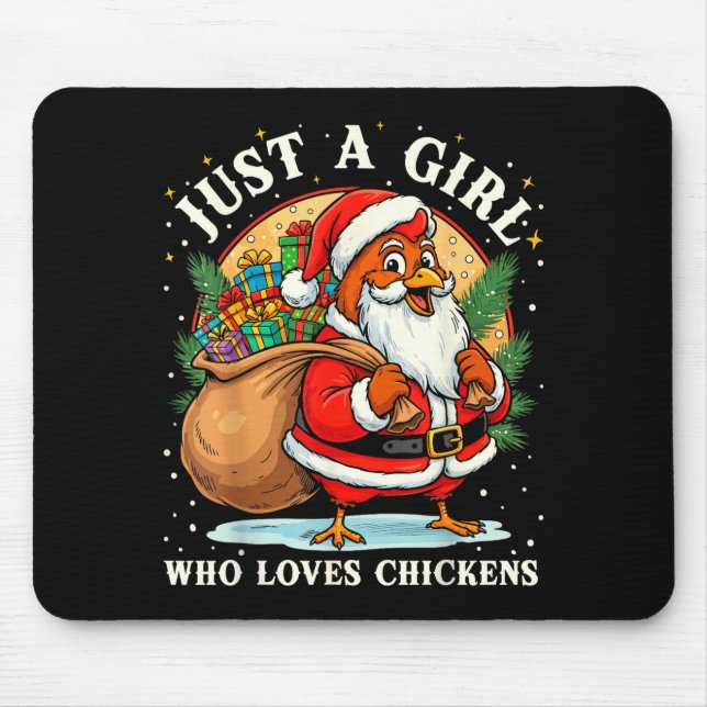 Mousepad Just A Girl Who Loves Chickens Christmas Farm Anim (Frente)