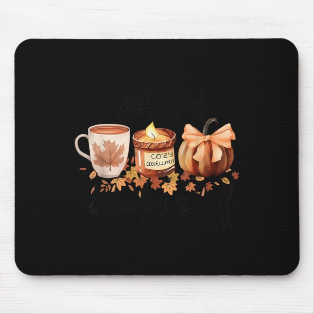 Mousepad Just A Girl Who Loves Fall Pumpkin Cozy Autumn  (Frente)