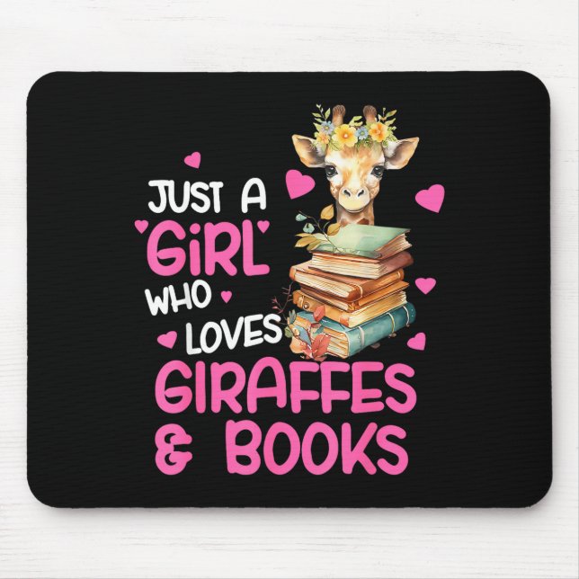 Mousepad Just A Girl Who Loves Giraffes And Books Cute Read (Frente)