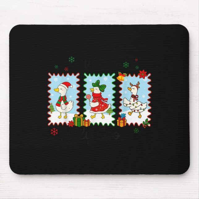Mousepad Just A Jolly Goose Funny Goose Santa Reindeer Cute (Frente)