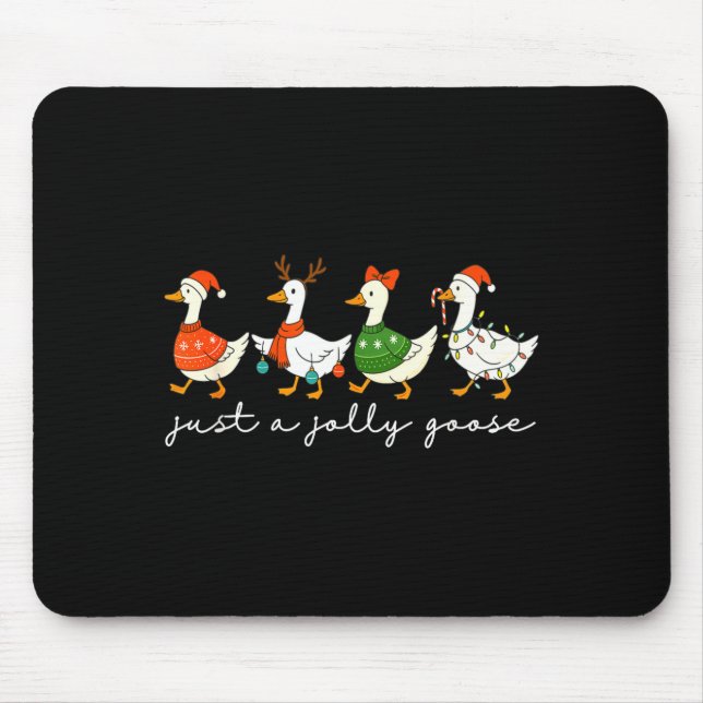Mousepad Just A Jolly Goose Santa Christmas Goose Farm Merr (Frente)