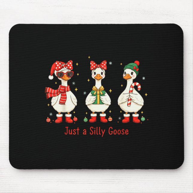 Mousepad Just A Jolly Goose Santa Cute Bow Christmas Men Wo (Frente)