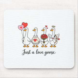 Mousepad Just A Love Goose Cute Valentines Geese Heart Cud 