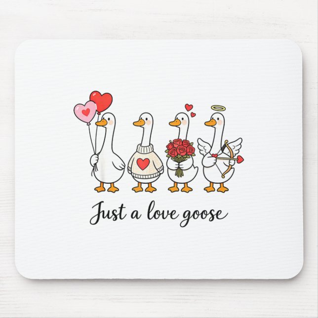 Mousepad Just A Love Goose Cute Valentines Geese Heart Cud  (Frente)