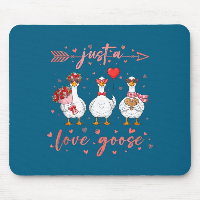 Mousepad Just A Love Goose Funny Valentine Cute Goose For W (Frente)