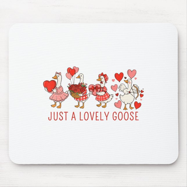 Mousepad Just A Lovely Goose Valentines Day Cute Heart Goos (Frente)