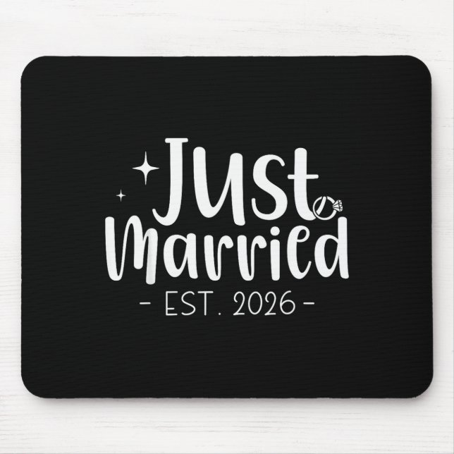 Mousepad Just Married 2026 Honeymoon Wedding Couples Fiance (Frente)