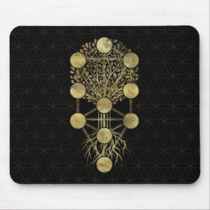 Mousepad Kabbalah a árvore do ouro da vida no preto