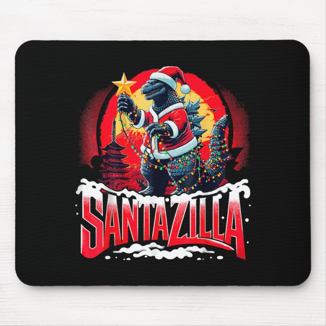 Mousepad Kaiju Christmas Santazilla Japanese Monster Dinosa (Frente)