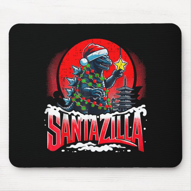 Mousepad Kaiju Christmas Santazilla Japanese Monster Dinosa (Frente)