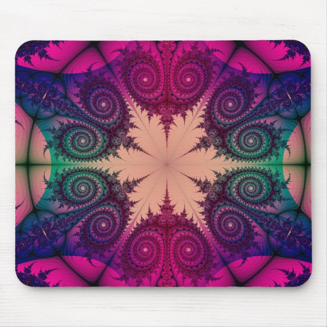 Mousepad Kaleidoscópio cor-de-rosa abstrato (Frente)