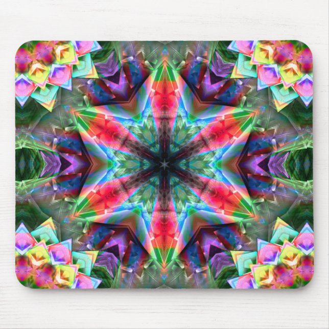 Mousepad Kaleidoscópio - estrela colorida afundou-se com es (Frente)