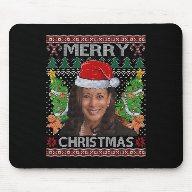 Mousepad Kamala Harris Camisa de Natal Feliz Camisa Ugly Mu (Frente)