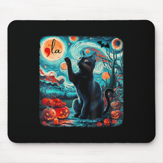 Mousepad Kamala Harris Halloween Bats Starned Night Black C (Frente)
