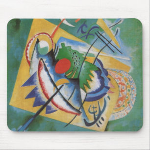 Mousepad Kandinsky Red Oval Abstrato Trabalho de arte Verde