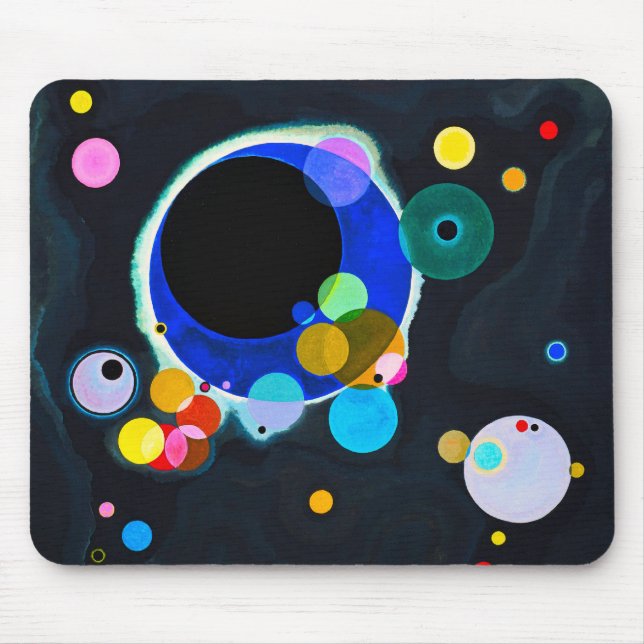 Mousepad Kandinsky tapete do rato de diversos círculos (Frente)
