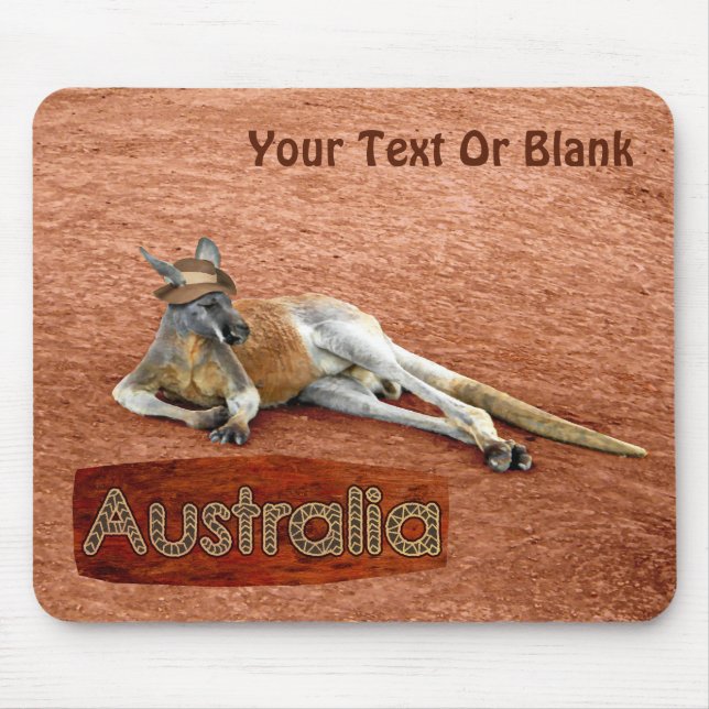 Mousepad Kangaroo Vermelho No Chapéu De Slouch (Frente)