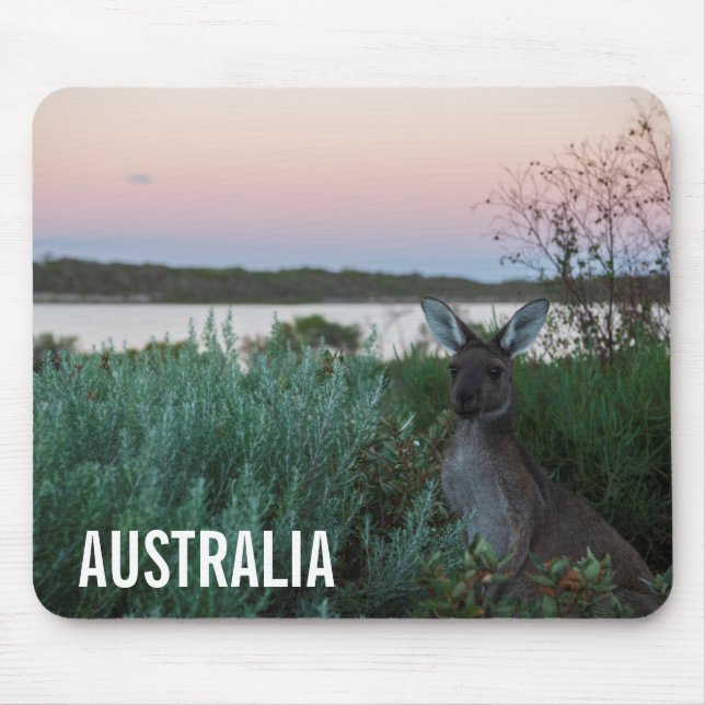 Mousepad Kangaroo Wildlife Sunset Lake Austrália (Frente)