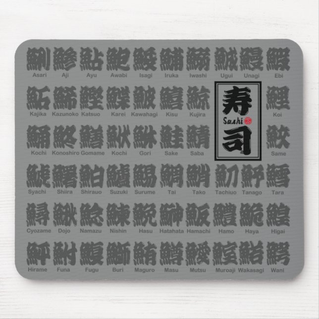 Mousepad [Kanji] muitos peixes para Sushi (Frente)
