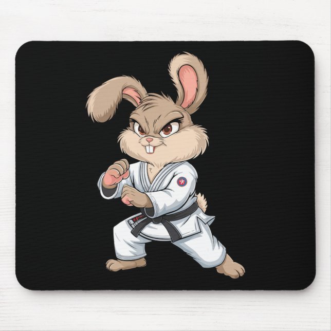Mousepad Karate Bunny Arts Coelho Artes Marciais Engraçado  (Frente)