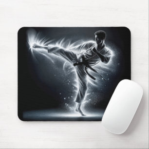 Mousepad Karate Man With Neon Energy Light Trails