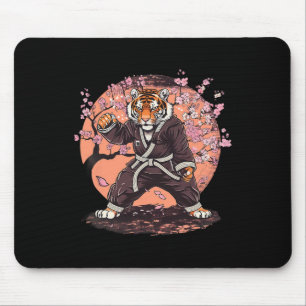 Mousepad Karate Tigre Flores de Sakura Taekwondo Jiu-jitsu