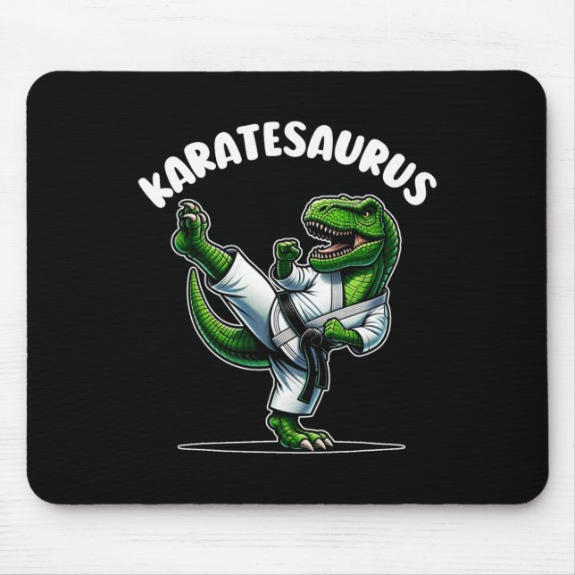 Mousepad Karatesaurus Dinossauro Engraçado T Rex Em Gi De K (Frente)