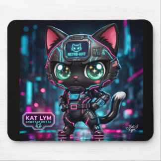 Mousepad Kat Lym Cyberpunk Mecha Cat Desk Mat - Astro-Kat