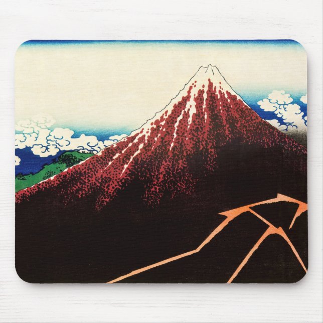 Mousepad Katsushika Hokusai - Relâmpagos abaixo do cume (Frente)