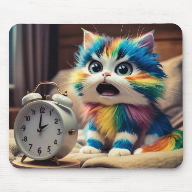 Mousepad Katze auf Mauspad mit Wecker (Frente)
