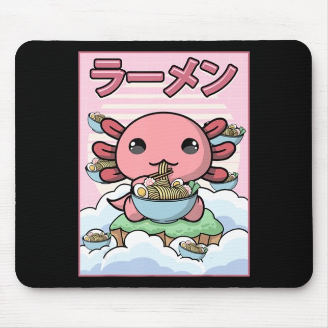 Mousepad Kawaii Anime Axolotl Ramen Noodle Women Boys G (Frente)