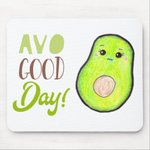 Mousepad Kawaii Avocado Avo bom dia Desenho em Lápis Color