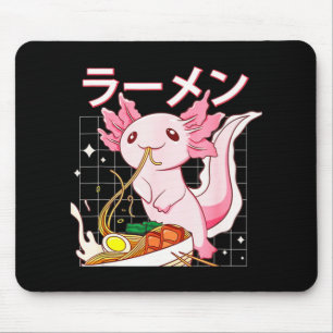 Mousepad Kawaii Axolotl Comendo Ramen Noodles Animes Girls 
