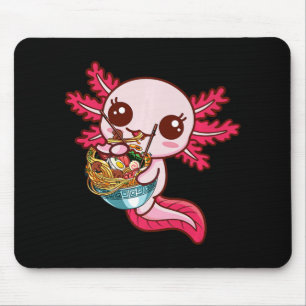 Mousepad Kawaii Axolotl Comeu Ramen Japonês Noodles Ki