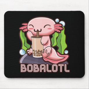 Mousepad Kawaii Axolotl Cute Boba Tee Bubble Tea Anime Girl